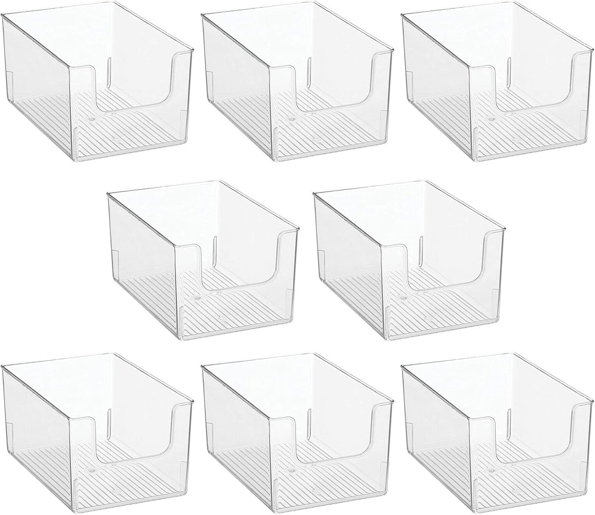 Clear Stackable Plastic Open Front Storage Organizer Bin Basket, 8 Pack M33711
