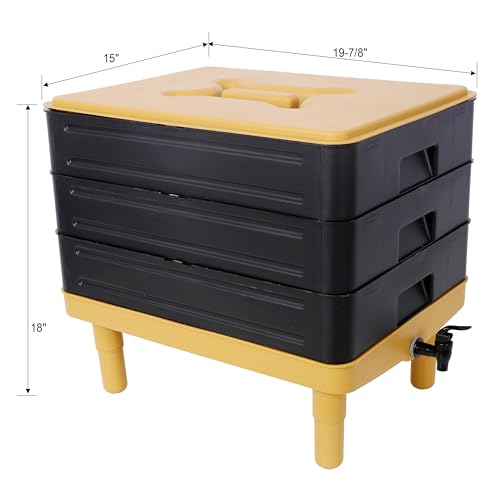 3 Tray Worm Composter, 65L, Yellow and Black C971