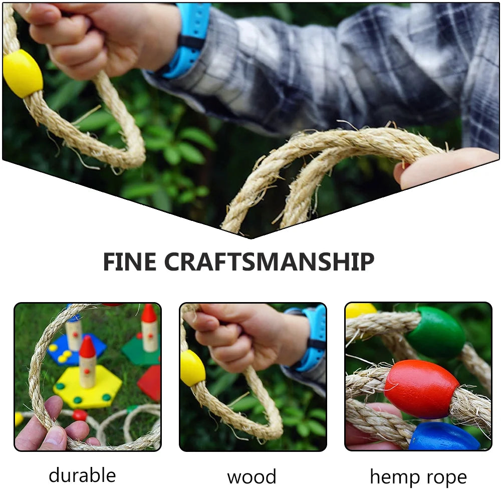 10 PCS Wooden Ring Toss Game Toys R7970
