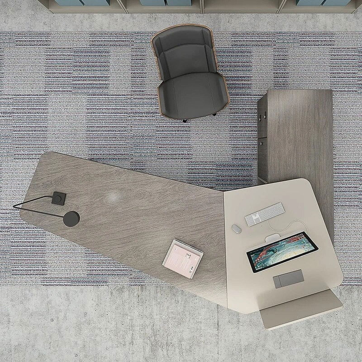 Office Desk and Chair Combination with Bookcase D535905