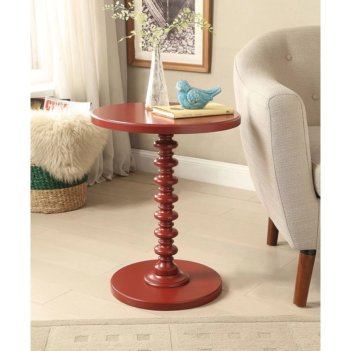 Black Wood Round Side Table D4762