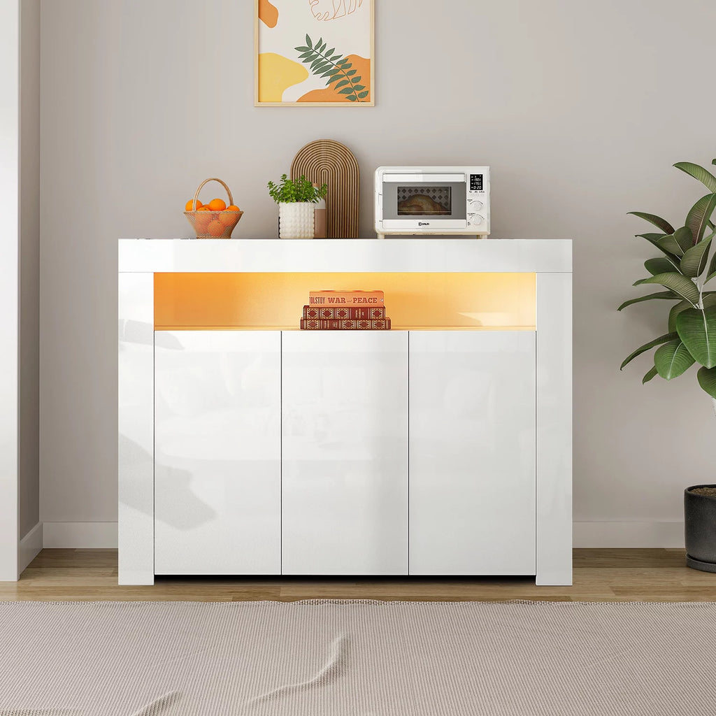 Wood Storage Cabinet with LED Light Z55517