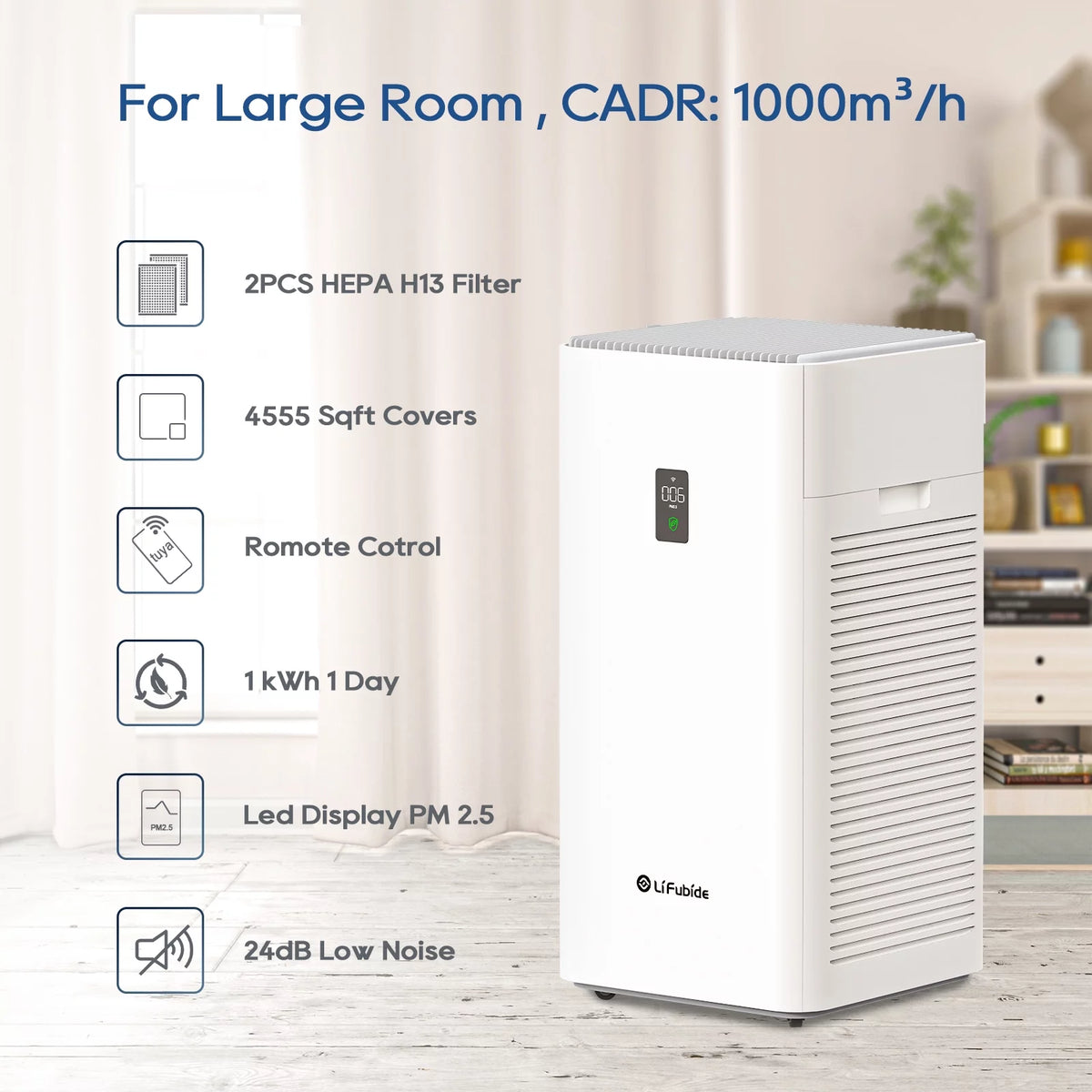 Large Room H13 True HEPA Air Purifier with PM2.5 Monitor G7938