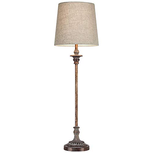 Set of 2 Weathered Brown Linen Fabric Table Lamps Q383