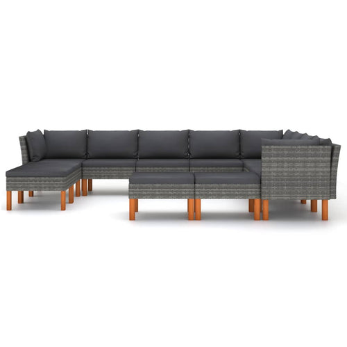 12 Piece Gray Poly Rattan Patio Conversation Set R770947