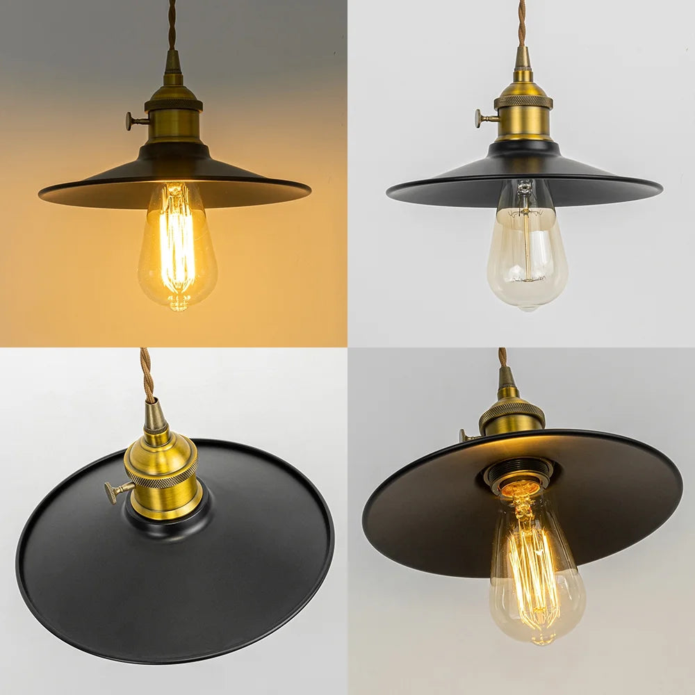 Retro Gold Track Pendant Light with Black Metal Shade X4971