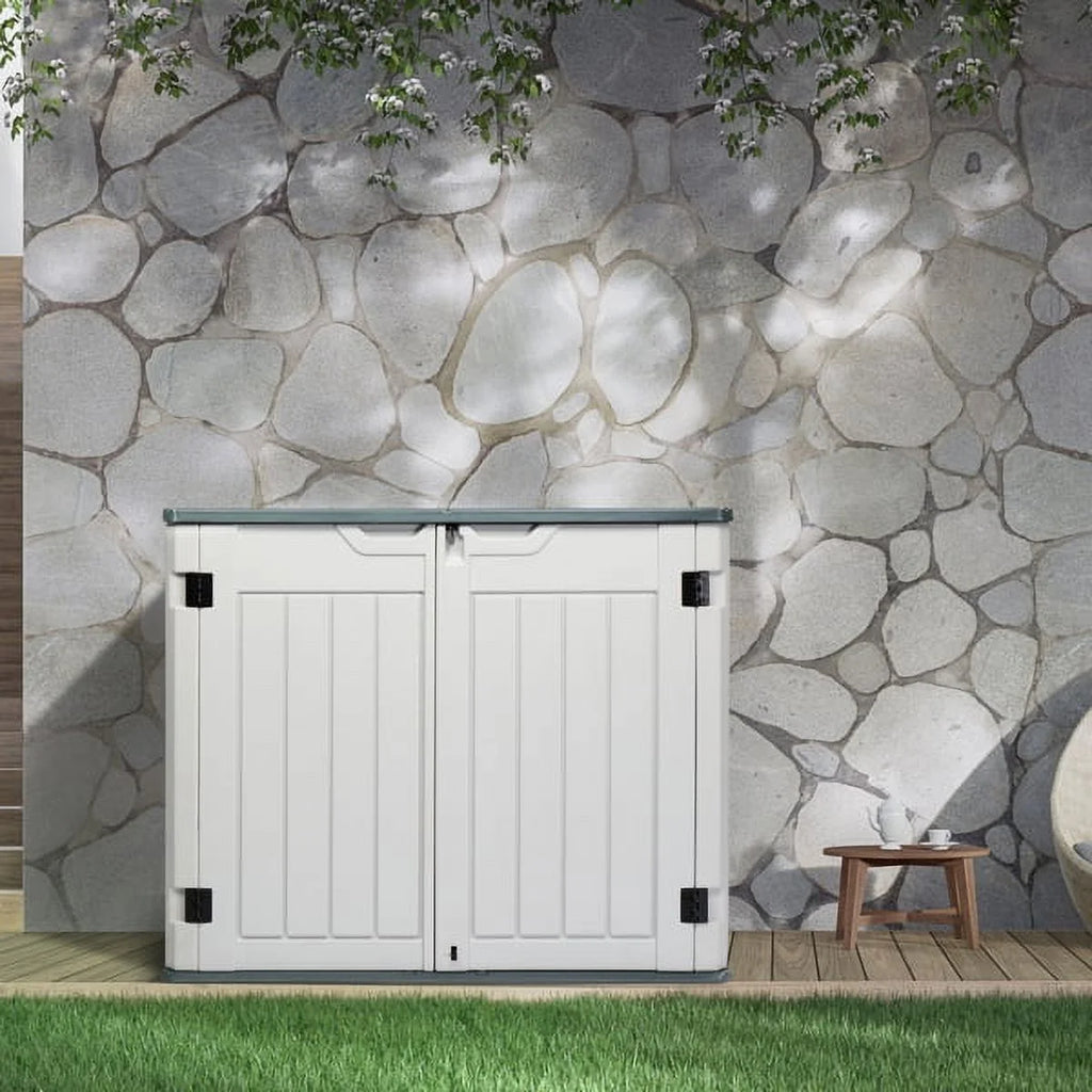 260 Gallon Waterproof Lockable Off-White Outdoor Storage Deck Box L952241