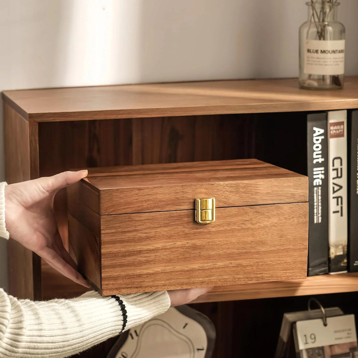 Acacia Wooden Storage Box with Hinged Lid Y978309