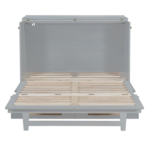 Full Size Murphy Bed Cabinet with USB and Storage Drawer S52938