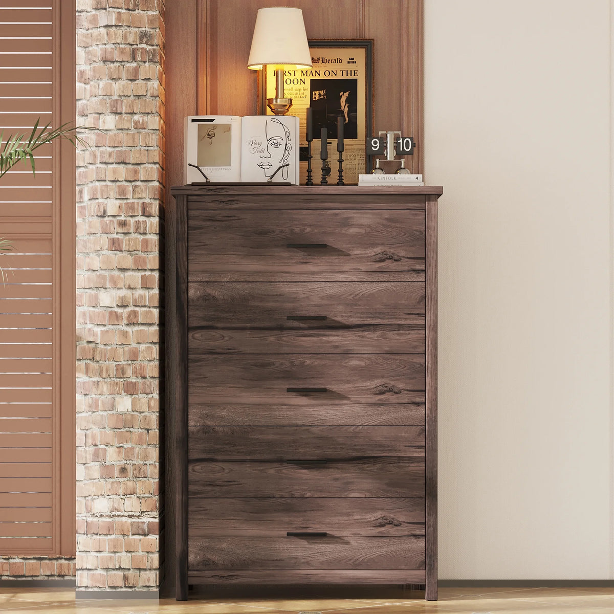Light Gray 5 Drawer Wooden Dresser G7277