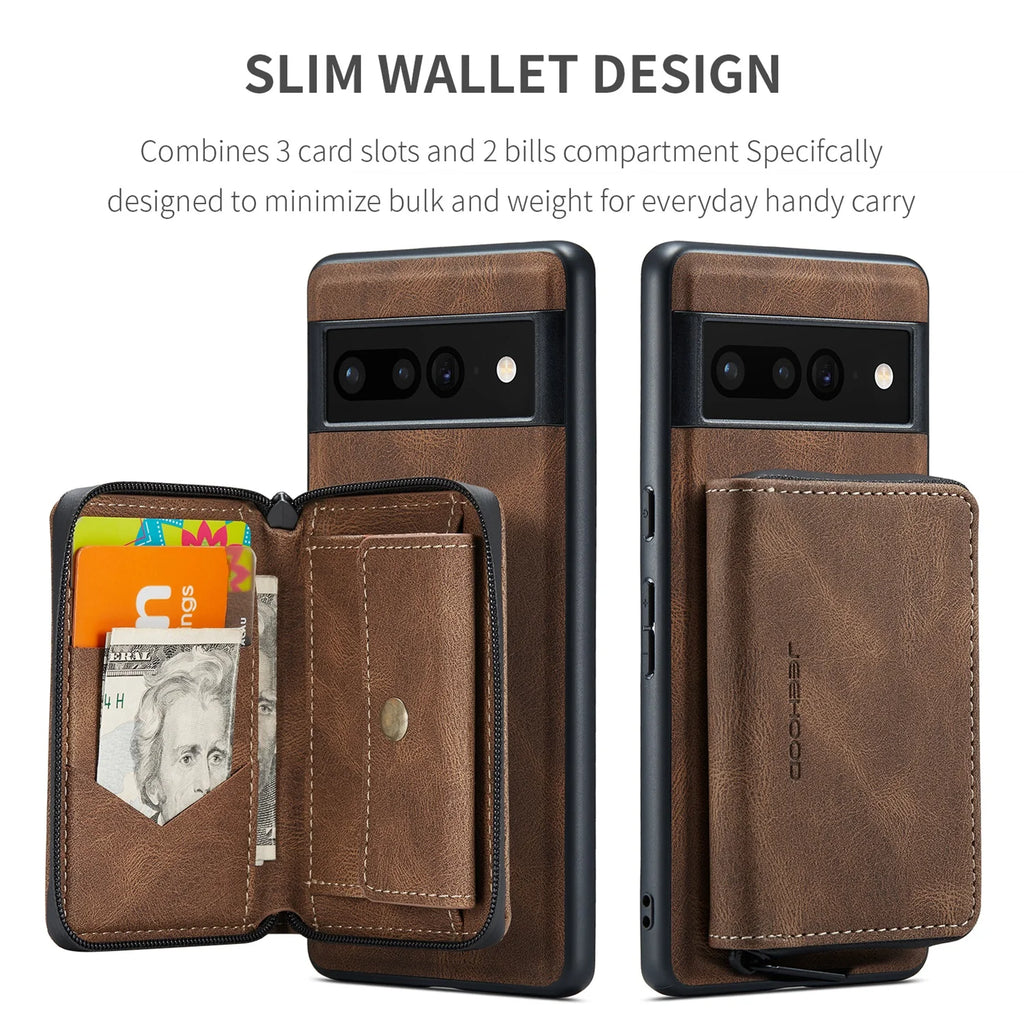Brown Wallet Case for Google Pixel Fold 5G with Screen Protector E54298