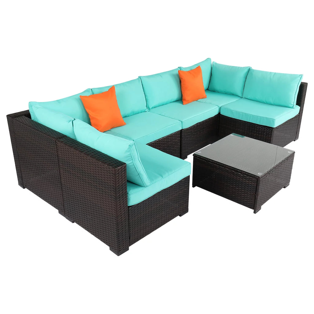 7 Pieces Wicker PE Rattan Sectional Sofa R5264