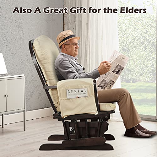 Beige Wood Glider and Ottoman Set J421