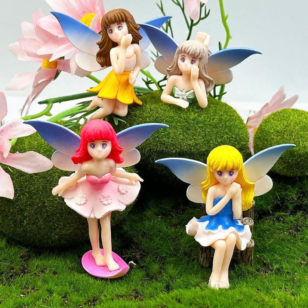 4Pcs Resin Mini Fairy Figurines W71814