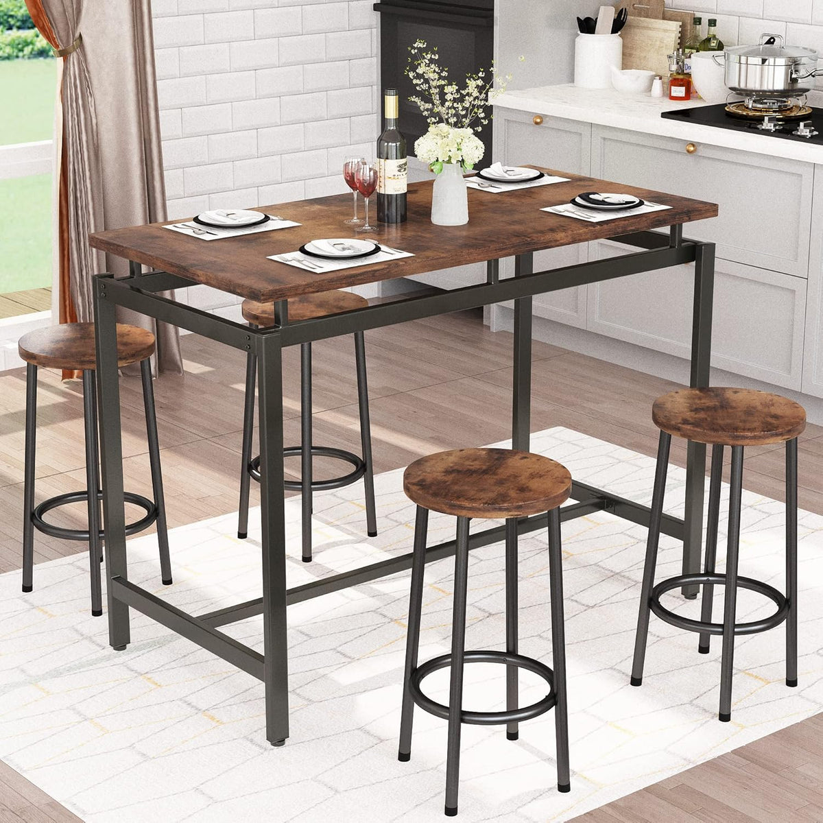Bar Table and Chairs Set for 4 C7795
