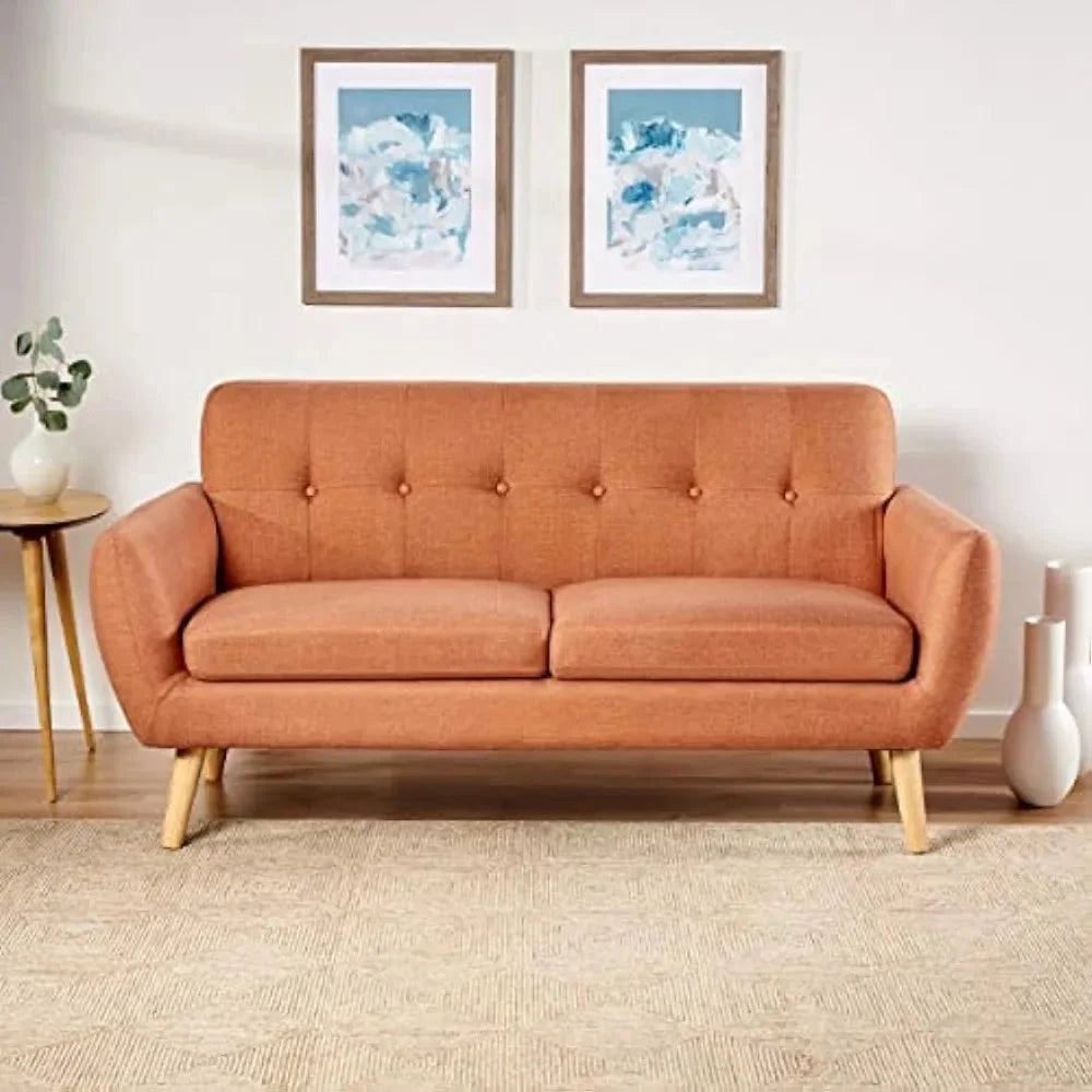 Burnt Orange Fabric Petite Sofa I5199