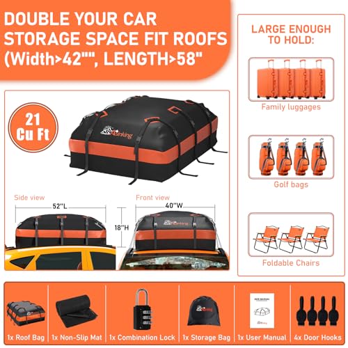 21 Cubic feet Waterproof Car Roof Cargo Carrier Bag O2052