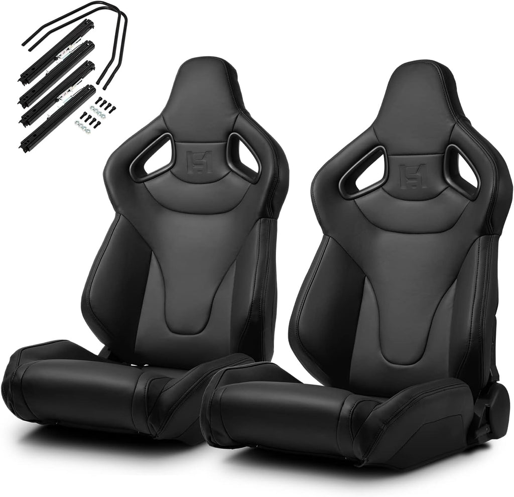 Black PVC Racing Seats with Slider R310026