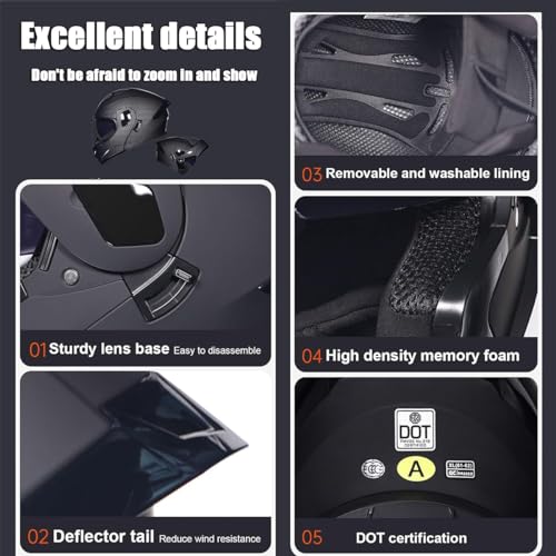 Bluetooth Modular Dual Visor Full Face Motorcycle Helmet V822753