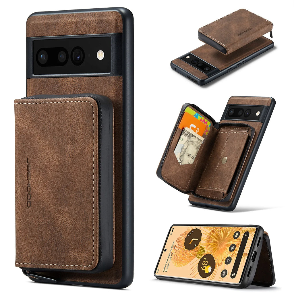 Brown Wallet Case for Google Pixel Fold 5G with Screen Protector E54298