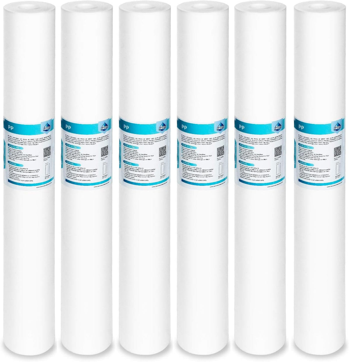 5 Micron Sediment Water Filter Replacement Polypropylene Cartridge 20 x 2.5 - 6 Pack B429611