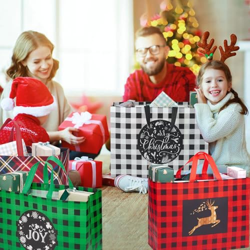 24 Pack Assorted Sizes Non-Woven Christmas Gift Bags with Handle K39261
