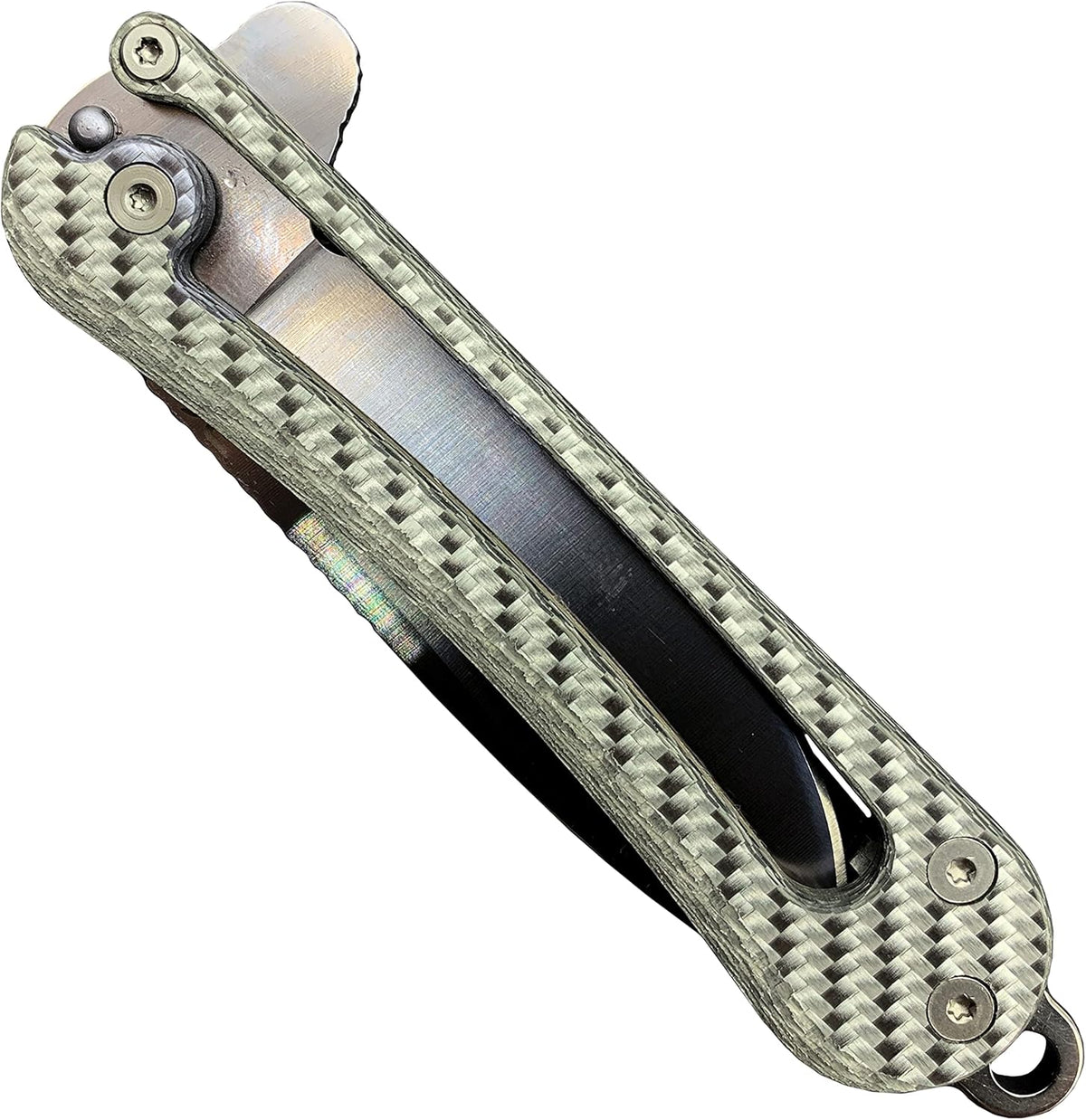 Folding EDC Pocket Knife VG10 Stainless Steel 2.75” Blade White Carbon Fiber Handle R9098
