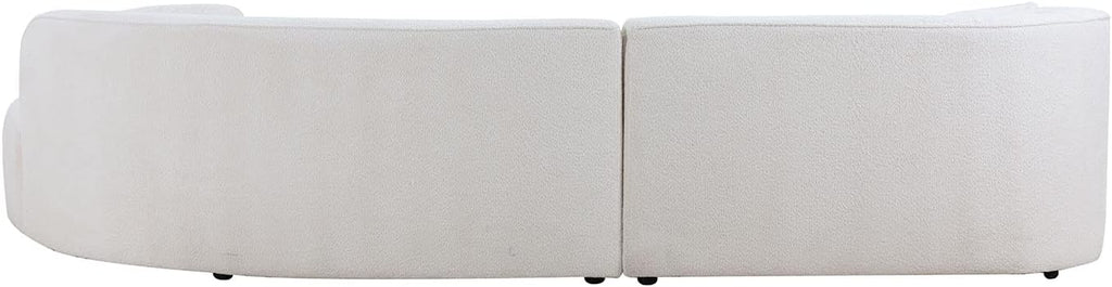 White Boucle Curved Sofa with Chaise 2 Set K103