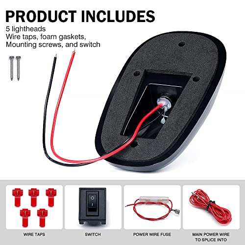 Black Smoked Lens 12 LEDs Cab Clearance Light 5 Pcs Roof Top Marker Running Lights Kit I4502
