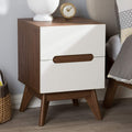 White and Walnut 3-Drawer Wood Nightstand F279098