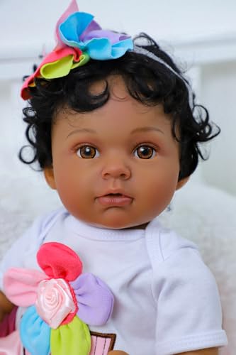 20 Inch Black African American Girl Full Body Vinyl Doll F61186