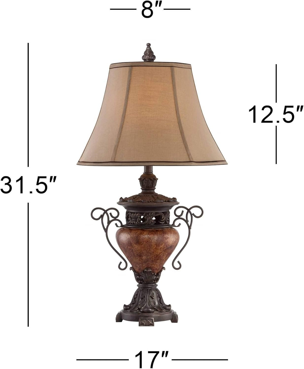 31.5" Bronze Brown Crackle Iron Metal Table Lamp S6757