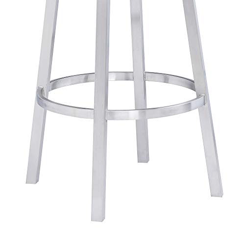 Gray Faux Leather and Brushed Stainless Steel Counter Height Swivel Bar Stool K4492