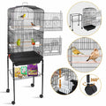 Black Wrought Iron Bird Cage with Rolling Stand E793240