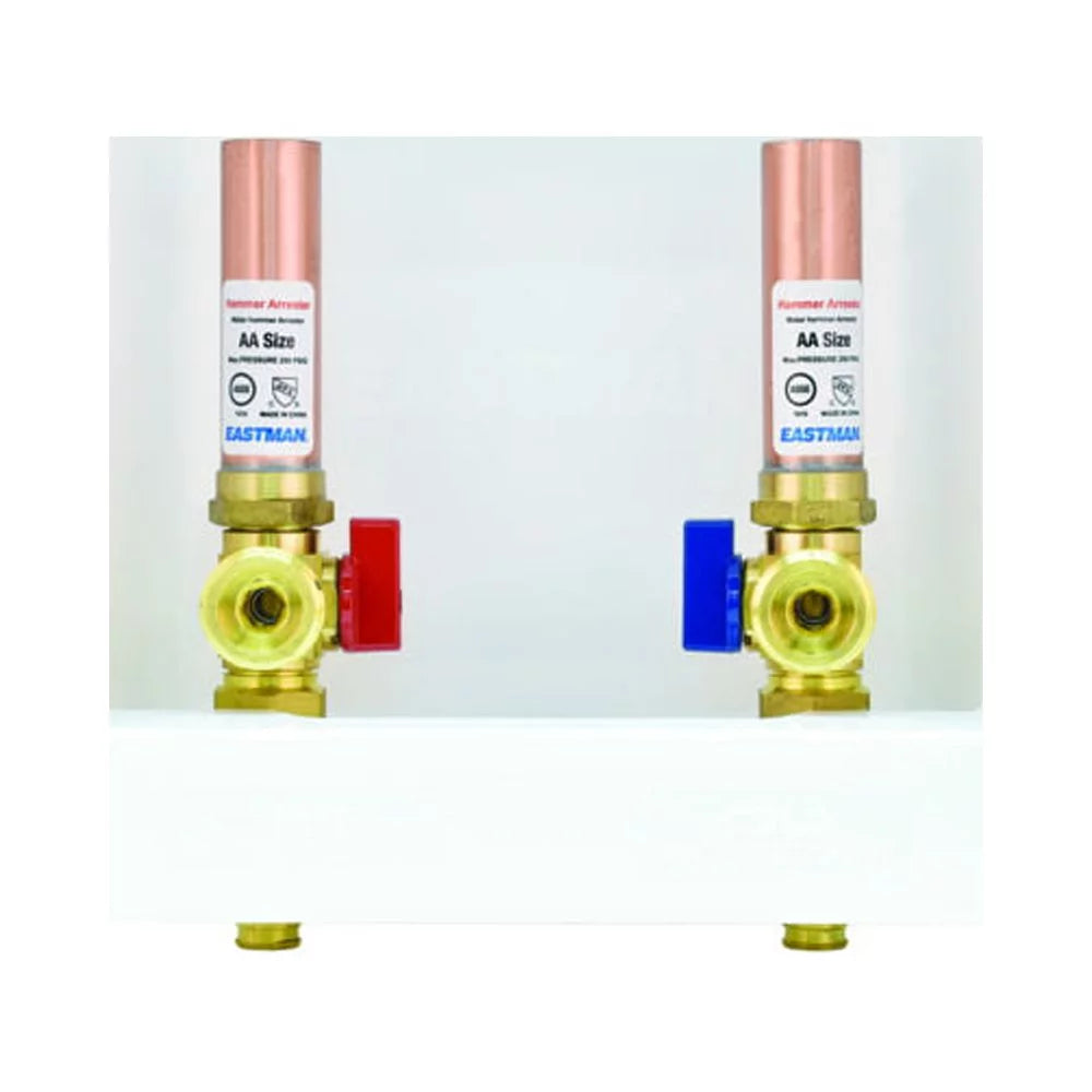 Center-Drain Washing Machine Outlet Box with Hammer Arrestors, 1/2 inch Expansion PEX, White P143931
