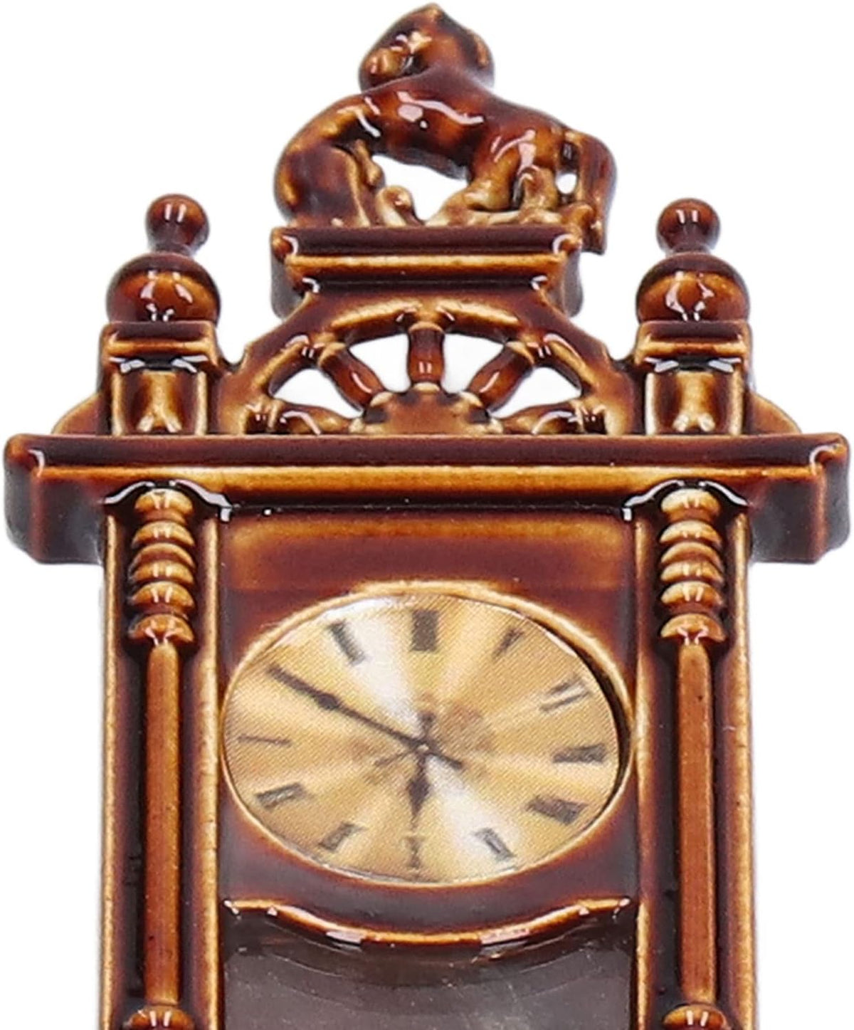 1:12 Miniature Vintage Wooden Alloy Wall Clock T796