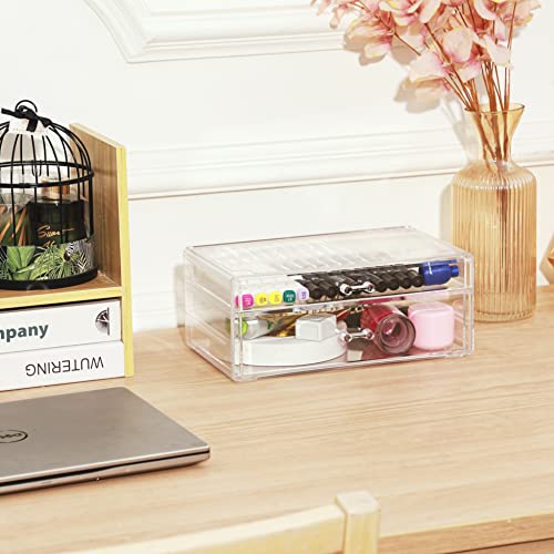 Acrylic Storage Desk Box with 3 Drawers Plastic Makeup Organizer Containers Bins N53137