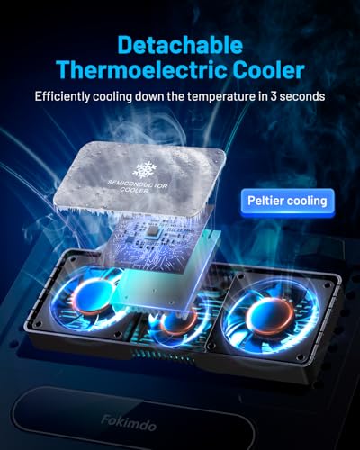 Laptop Cooling Stand with 360° Rotation Base, Detachable Thermoelectric Cooler, Adjustable Height, Solid Carbon Steel, 2-Power Peltier Cooling Pad O100371
