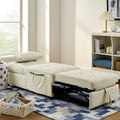 Beige Folding Ottoman Sleeper Sofa Bed Q6540