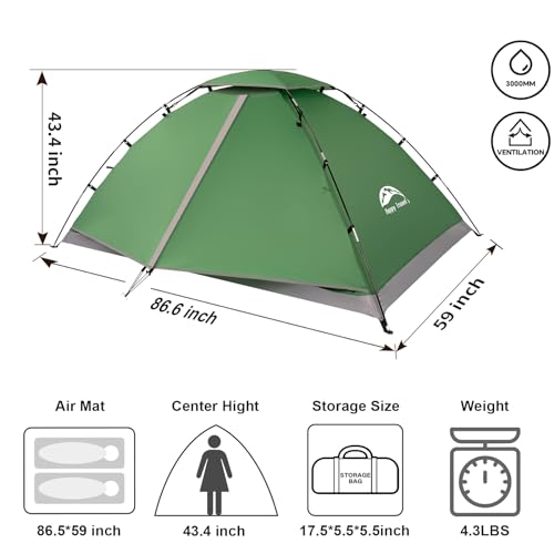 Lightweight Waterproof Dome Tent for 1-2 Person D550