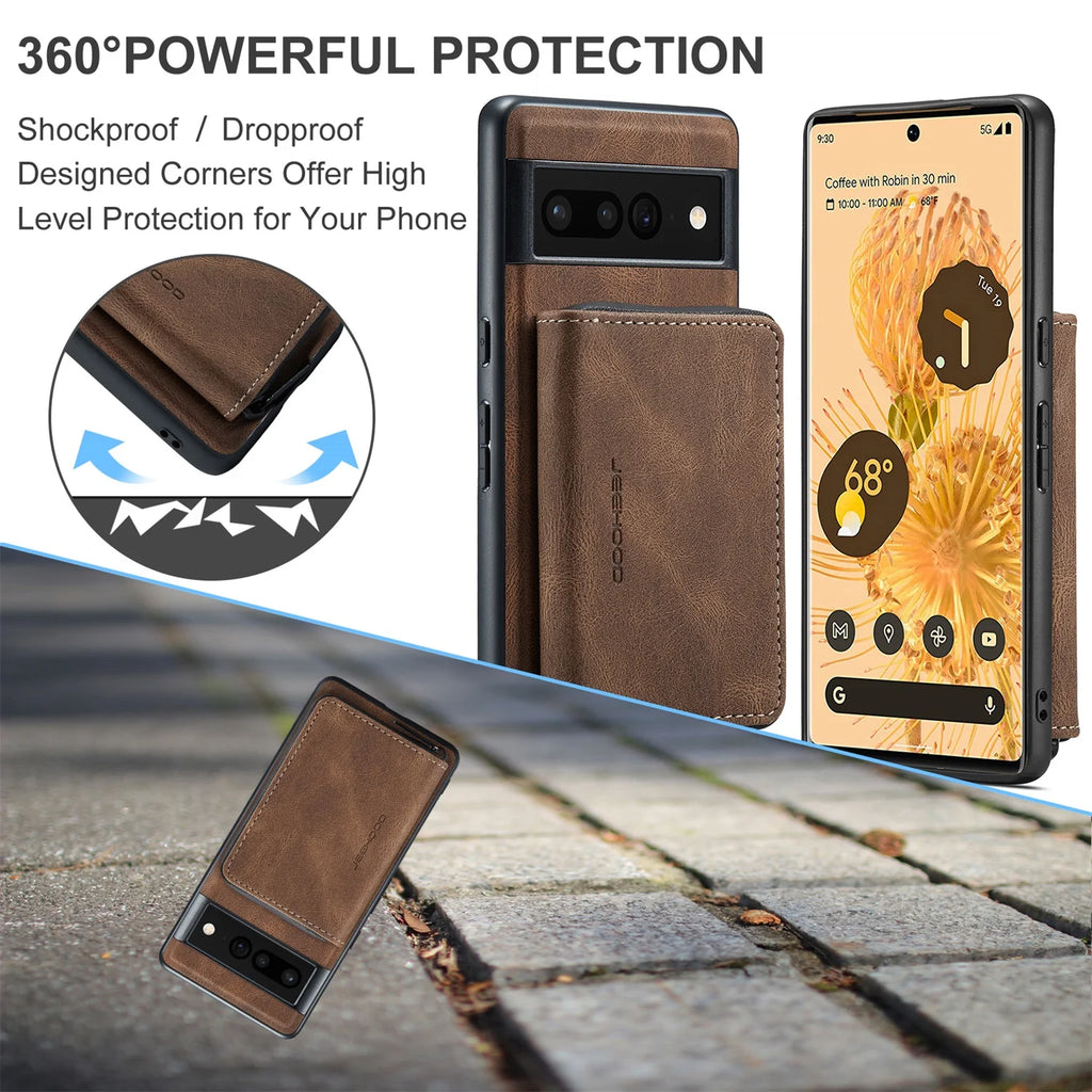 Brown Wallet Case for Google Pixel Fold 5G with Screen Protector E54298