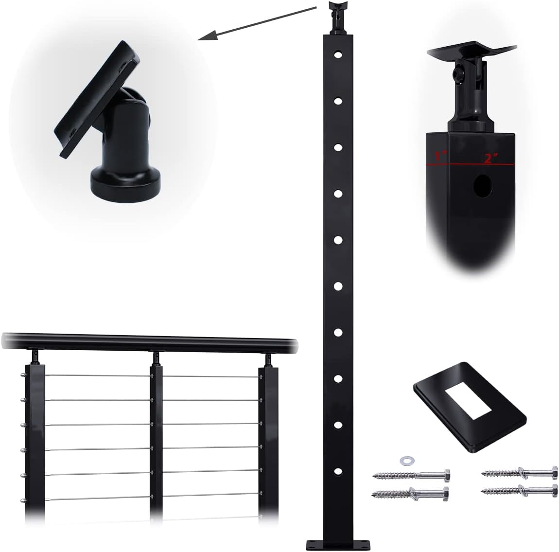 Stainless Steel Black Cable Railing Post A409165