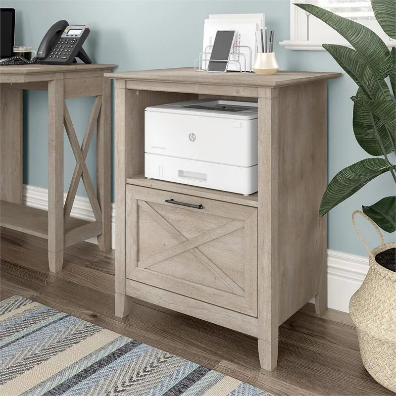 Washed Gray Lateral File Cabinet with Shelf Y22979