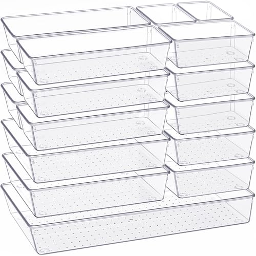 10 Pack Clear Plastic Drawer Organizer Set L8202