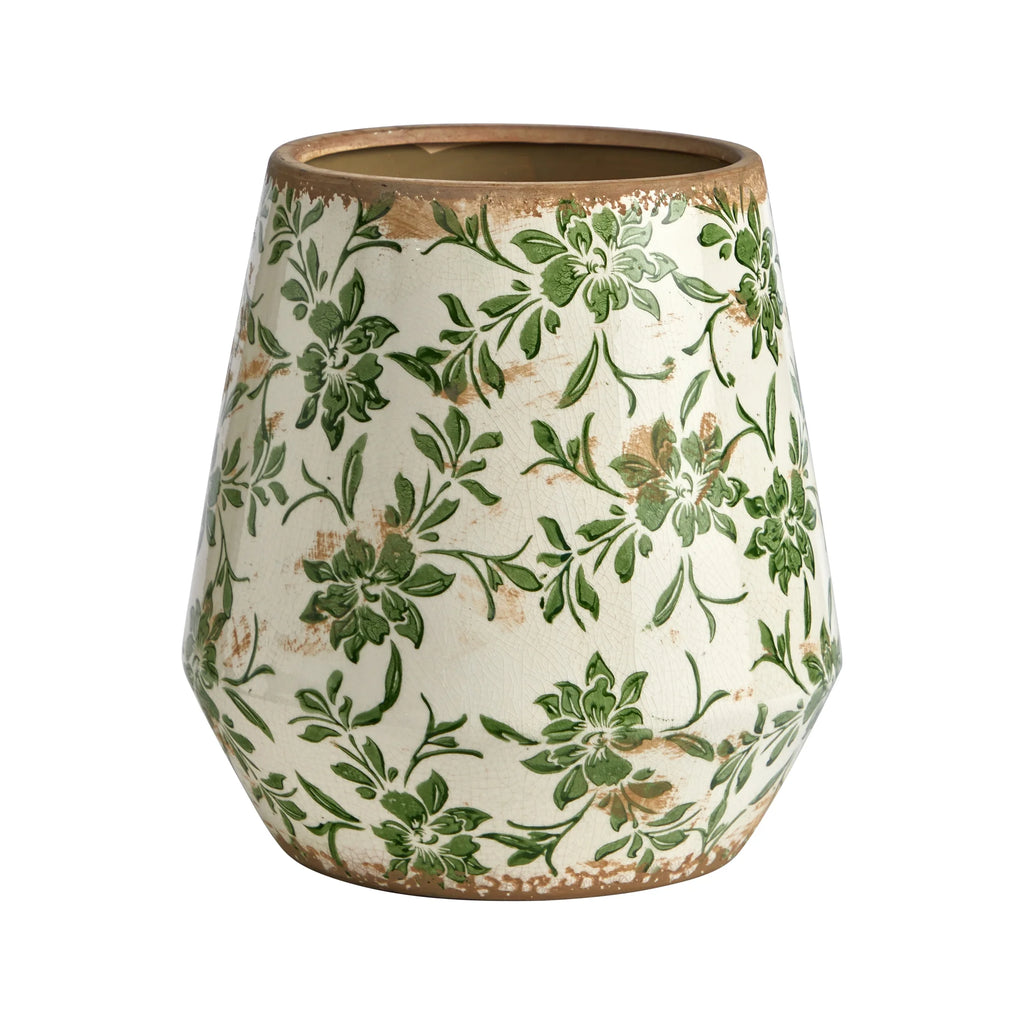 11.5" x 11.5" x 12" Green Ceramic Planter C74117