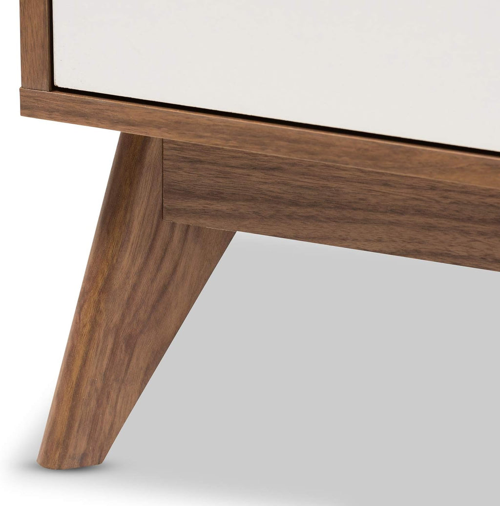 White and Walnut 3-Drawer Wood Nightstand F279098