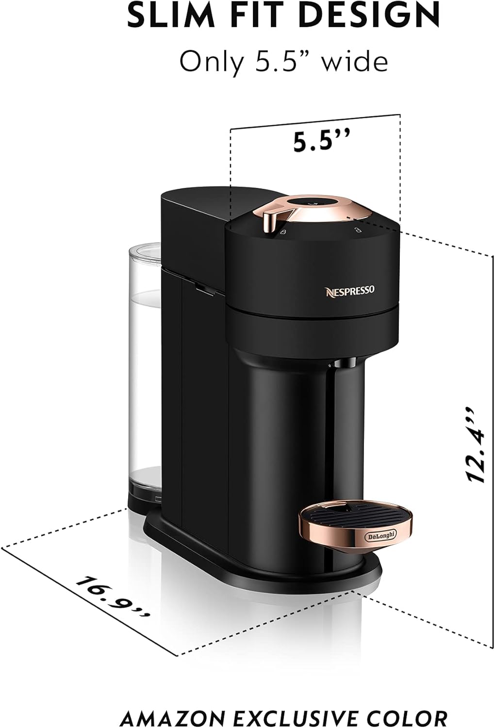 Black Matte Rose Gold Coffee and Espresso Maker Q7016