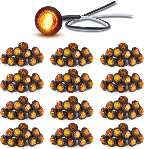 120 Pack 3/4 Inch Amber 3 LED Clear Lens Round Trailer Side Marker Lights A244350