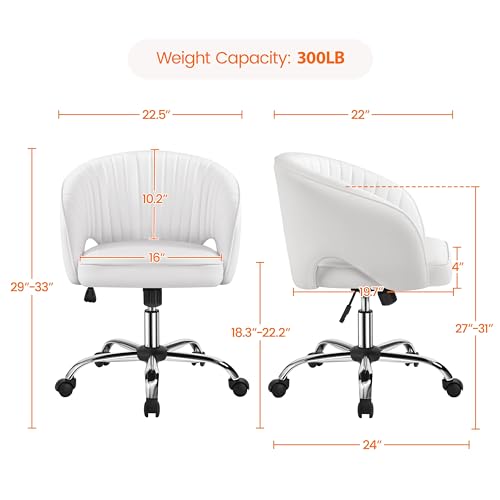 Cream Velvet Swivel Desk Chair with Wheels Q56932
