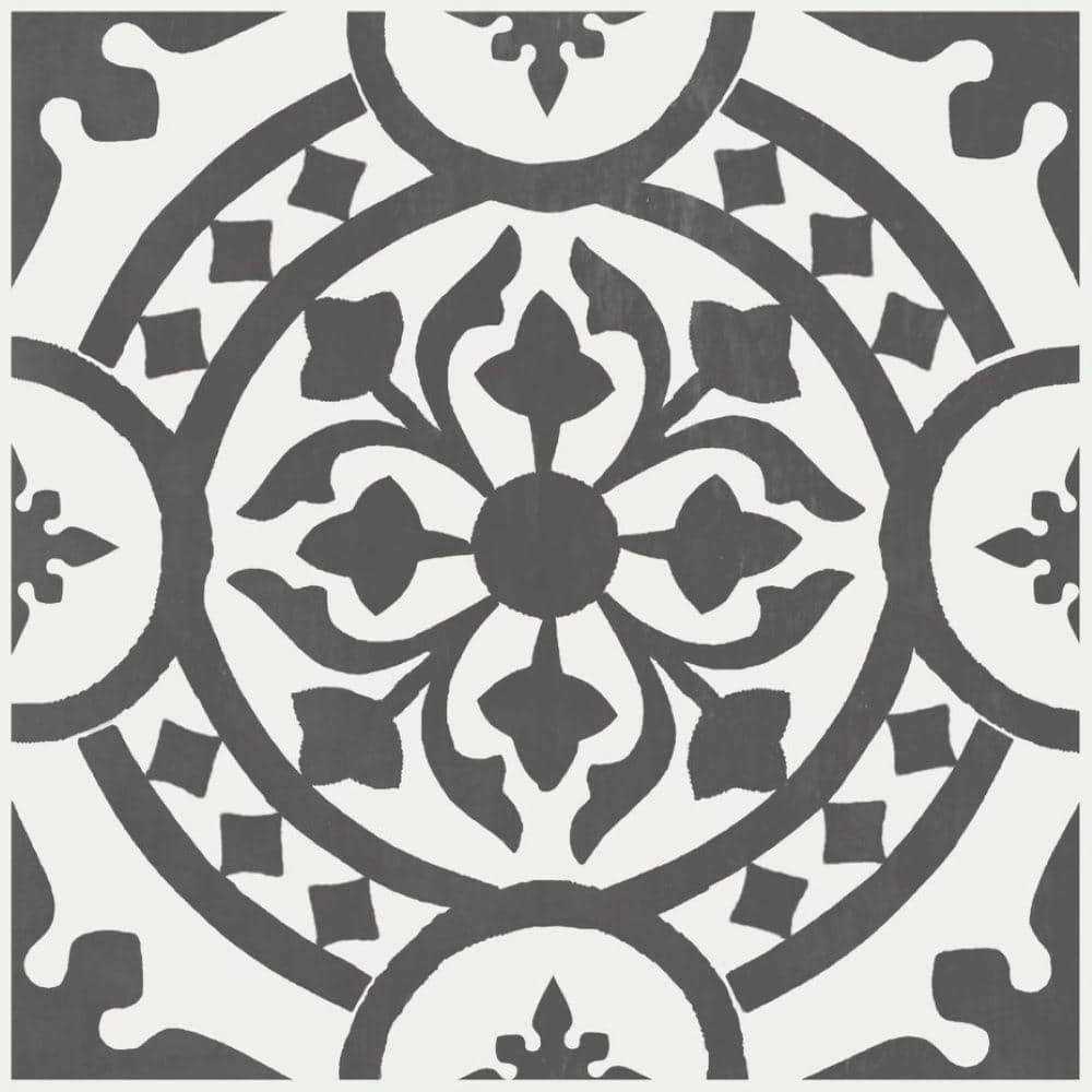 Black and White 2 MIL x 12 in. W x 12 in. L Peel and Stick Water Resistant Vinyl Tile Flooring X22167